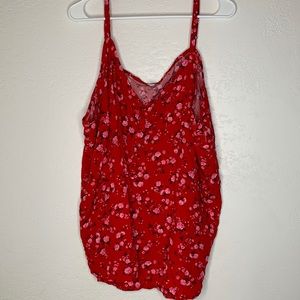 Old Navy 4X Red Cami with Pink Flowers